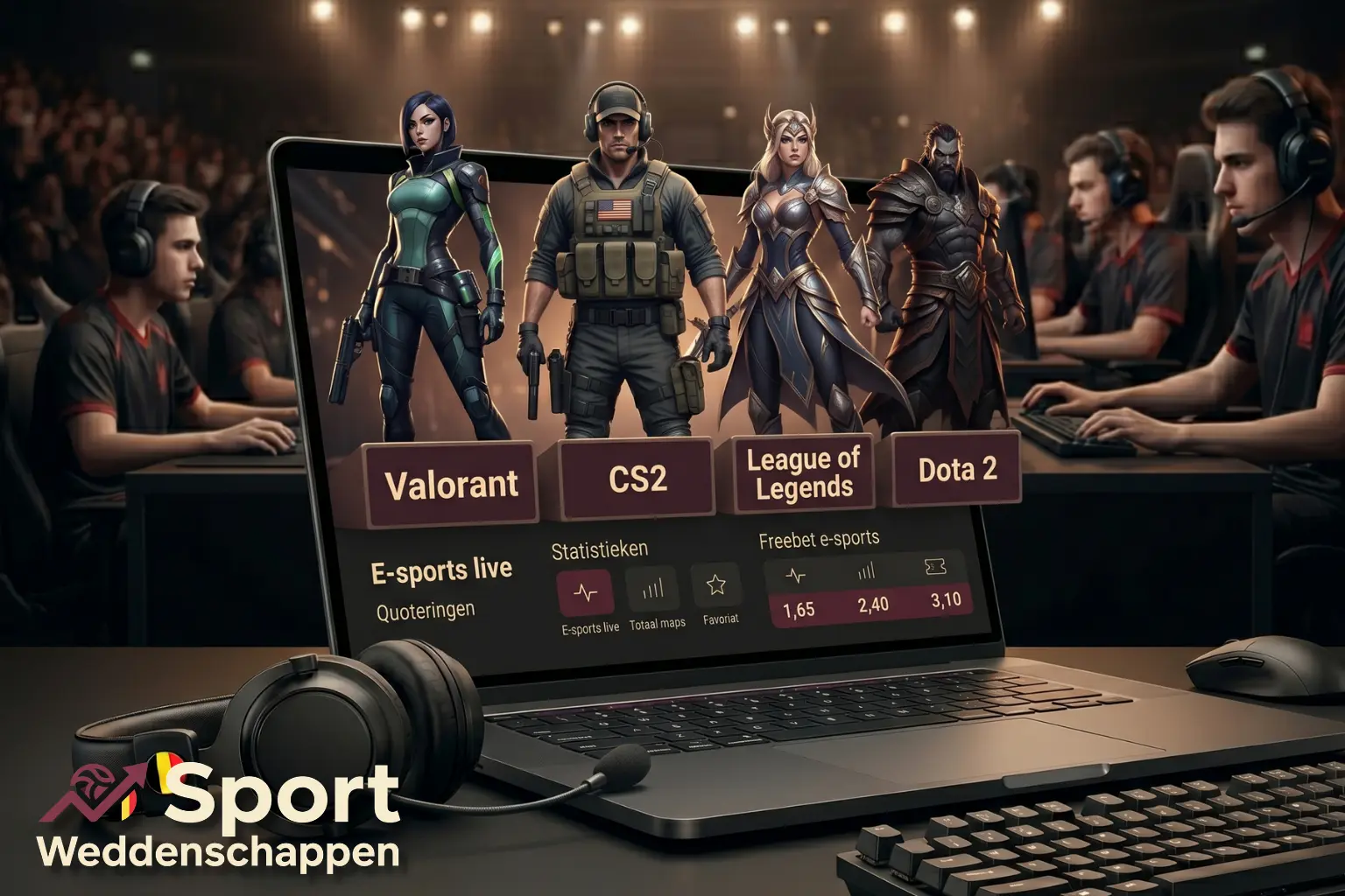 Live e-sports weddenschappen met Valorant CS2 League of Legends en Dota 2